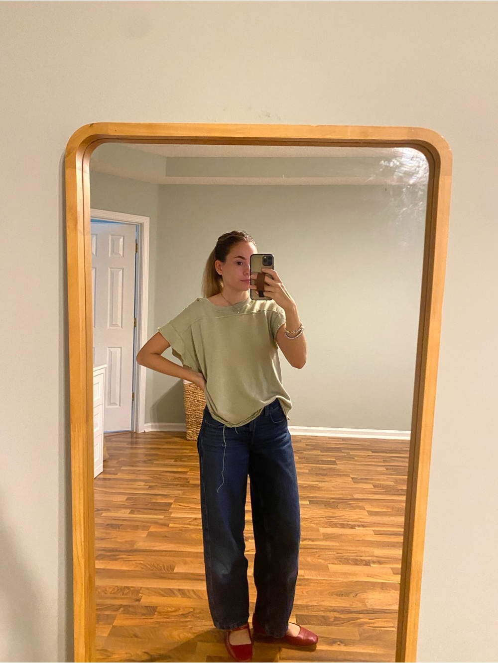 We The Free Green oversized top